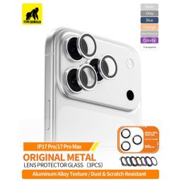 Apple iPhone 17 Pro/17 Pro Max TG Original Metal 3D Kameravédő Üvegfólia - Sötétkék