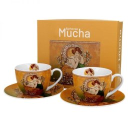 Mucha porcelán csésze aljjal- 270 ml - 2 személyes készlet - Topáz