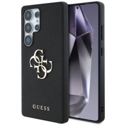 Guess Grained Big 4G Logo Small Classic Logo Samsung Galaxy S25 Ultra kemény hátlap tok, fekete