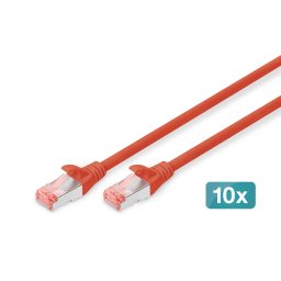 Digitus Cat6 S/FTP (S-STP) patch kábel, 0.25m, RJ-45, vörös (DK-1644-0025-R-10)