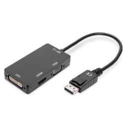 Digitus AK-340418-002-S, 0,2 M, DisplayPort, DVI-D, Dugó, Aljzat, Arany
