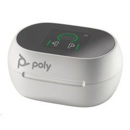 Poly Voyager Free 60 bluetooth headset, BT700 USB-C adapter, érintőképernyős töltőtáska, fehér színben