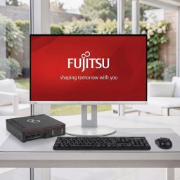Komplett Asztali Szett Fujitsu Esprimo G9010 i5-10600T/8GB/256GB SSD MINI PC+Keret Nélküli Fehér Fujitsu FHD Monitor + Billentyűzet és Egér