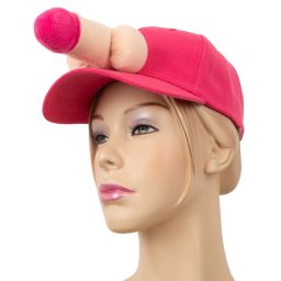 Szexjáték Baseball sapka plüss pénisszel rózsaszín állítható pánttal
