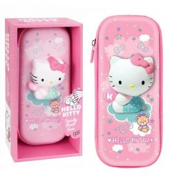 Hello Kitty keményfedeles gumipántos tolltartó - 3D mintás - díszdobozos