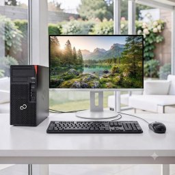 Komplett Asztali Szett Fujitsu Esprimo P958 i5-8500/16GB DDR4/256SSD+ Keret Nélküli Fehér Fujitsu FHD Monitor +Billentyűzet és Egér