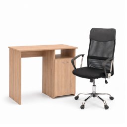 Family One íróasztal szett 100x50x74 cm Fit forgószékkel sonoma tölgy-fekete