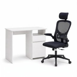 Family Pro íróasztal szett 100x50x74 cm Flexo forgószékkel fehér-fekete