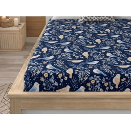 Mikroszálas lepedő DENIM BIRDS kék 90x200 cm