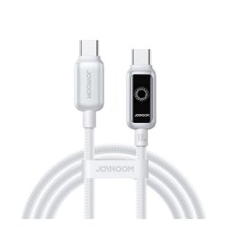 JOYROOM STARFLIGHT adatkábel (Type-C - Type-C, 100W, PD gyorstöltő, LED jelzés, 120cm) FEHÉR