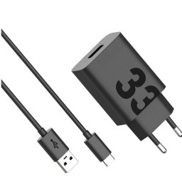 Motorola TurboPower USB-A gyári hálózati töltő + USB-C töltő-és adatkábel, 1m, 33W, fekete