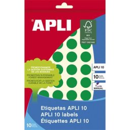 APLI Etikett, 16 mm kör, kézzel írható, színes, APLI, zöld, 432 etikett/csomag
