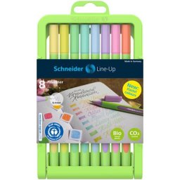 SCHNEIDER Tűfilc készlet, 0,4 mm, SCHNEIDER "Line-Up Pastel", 8 különböző pasztell szín