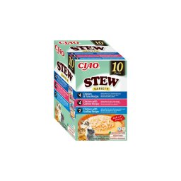 Inaba Cat Ciao Stew Variety - csirke-tonhal, csirke-lazac, csirke-fésűkagyló 10 x 40 g