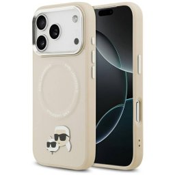 Karl Lagerfeld Karl & Choupette Pins MagSafe tok iPhone 17 Pro bézs színű tokhoz