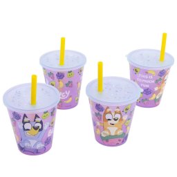 4 db Szívószálas Bluey pohár, műanyag 285 ml BPA Mentes