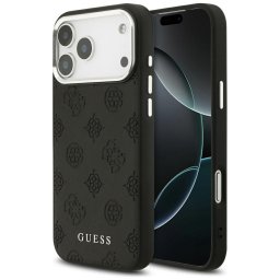 Guess Peony Hot Stamp Script Apple iPhone 17 Pro hátlap tok kameravédő peremmel, MagSafe, fekete-ezüst