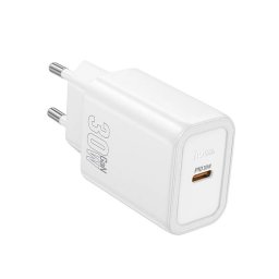 HOCO N62 hálózati töltő Type-C aljzat (30W, PD gyorstöltő 3.0) FEHÉR