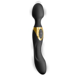 Black Empire Wand vibrátor 2 az 1-ben, 10 mód, USB-töltés 22,5 cm fekete