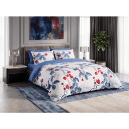 Flanel mikroszálas ágyneműhuzat BERRY BLOOM fehér-kék Ágyneműhuzat mérete: 70 x 90 cm | 140 x 200 cm