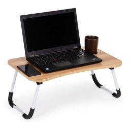 Összecsukható laptoptartó asztal, ágyhoz vagy kanapéra, 60 x 40 cm, barna, MH