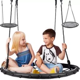 Gólyafészek kerti hinta, 100 cm átmérő, 150 kg teherbírás, fonott PE kötelek, fekete
