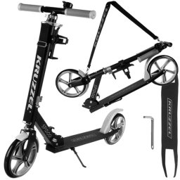 Összecsukható Városi Roller Gyerekeknek, Nagy Kerekekkel (200 mm), Könnyű és Fékkel, Fekete-Szürke - Kruzzel 25629