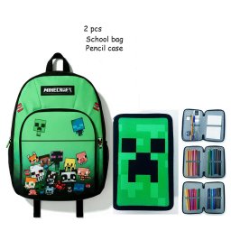 Minecraft szett 3 emeletes tolltartó és iskolatáska, hátizsák, 43×33 cm