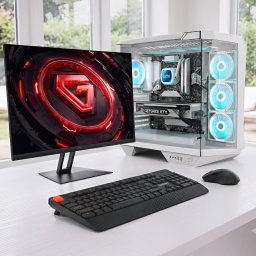Komplett Gaming PC Szett DarkFlash DY470 White RGB i9-12900KF/16GB DDR5/1TB NVMe/RX9060XT 16GB vízhűtés PC + Xiaomi Gaming Monitor + Meetion Vezeték Nélküli Billentyűzet és Egér