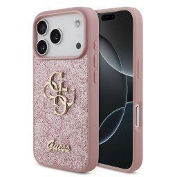 Guess PU Fixed Glitter 4G Metal Logo Apple iPhone 18 Pro / iPhone 17 Pro hátlap tok, rózsaszín