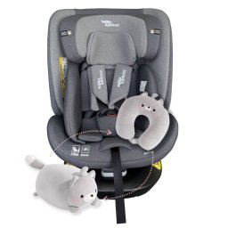 ISOFIX-es 360°-ban forgatható Mama Kiddies iSize Capry biztonsági autósülés (40 -150 cm) szürke színben + Ajándék