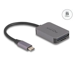 Delock USB Type-C interfésszel rendelkező, alumínium burkolatú kártyaolvasó SD- vagy Micro SD-kártyákhoz
