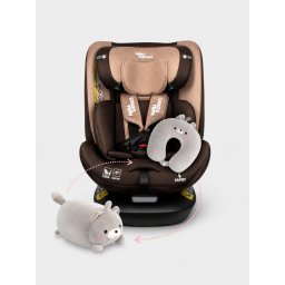 ISOFIX-es 360°-ban forgatható Mama Kiddies iSize Capry biztonsági autósülés (40 -150 cm) bézs/barna színben + Ajándék