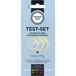 Mister Size Test-Set - óvszer próbacsomag méretmérő szalaggal (3 db)