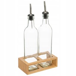 Olaj- és ecetüvegek bambuszállványban GUSTO, 2x 480 ml