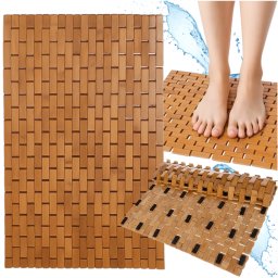 Bambusz Fürdőszobai Csúszásmentes Fürdőszobaszőnyeg - RUHHY 80x50x1 cm, Természetes Bambusz, EVA Hab