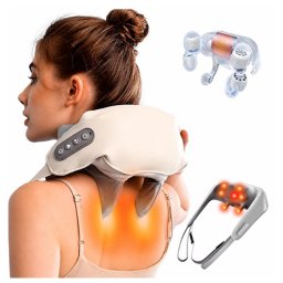 Akkus Shiatsu vibrációs 3D nyak és váll masszírozógép, fűtő funkcióval, 1500 mAh