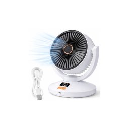 Vezeték Nélküli Asztali Ventilátor – 6 Sebesség, Oszcilláció, Időzítő, USB-C, Fa