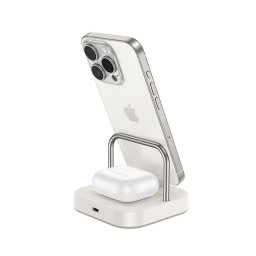 HOCO asztali töltő 2in1 Type C + vezeték nélküli töltés 5W PD QC 3A 30W CQ16B tejfehér