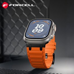 FORCELL F-DESIGN FA06 szilikon szíj APPLE Watch 42 / 44 / 45 / 49 mm-es narancs színben