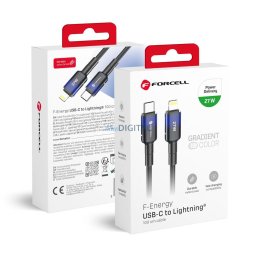 FORCELL F-ENERGY C356 Type-C - Lightning kábel PD 3A 27W gradiens 1 m fekete