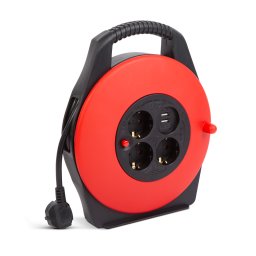 Kábeldob műanyag tartóval - 3 x 1,5 mm? - 2 x USB - 10 m