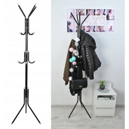 Stabil erős Fém Praktikus mobil ruhafogas, 175 cm magas, 32 mm, csővastagság, fekete