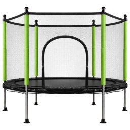 Gyermek kerti trambulin hálóval, 140 cm zöld, 150 kg teherbírás