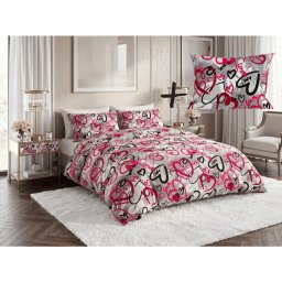 Poliészter-pamut ágynemű szett STREET LOVE POLY szürke + Párnahuzat 50 x 70 cm INGYEN