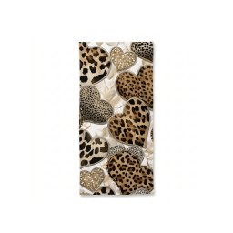 Gyorsan száradó strand fürdőlepedő LEOPARD HEARTS barna-fehér 70 x 140 cm, 100% mikroszál