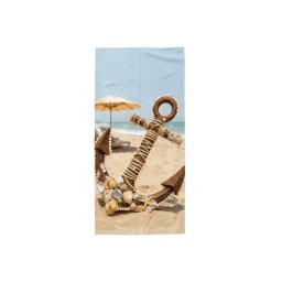 Gyorsan száradó tengerparti fürdőlepedő ANTIC ANCHOR színes 70 x 140 cm, 100% mikroszál