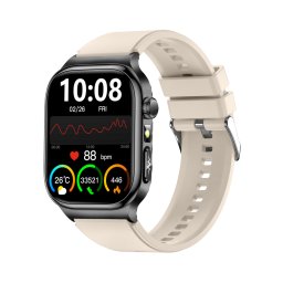 FitMate™ Zenox EKG Fekete okosóra- Bézs szilikon szíjjal