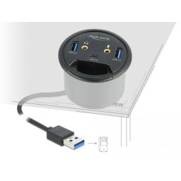 Delock háromportos asztali USB-elosztó: 1 x USB Type-C és 2 x USB Type-A HD-Audio portok