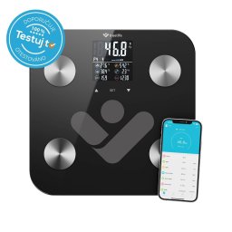TrueLife FitScale W6 BT - Bioelektromos impedanciás bluetooth mérleg - fekete színű